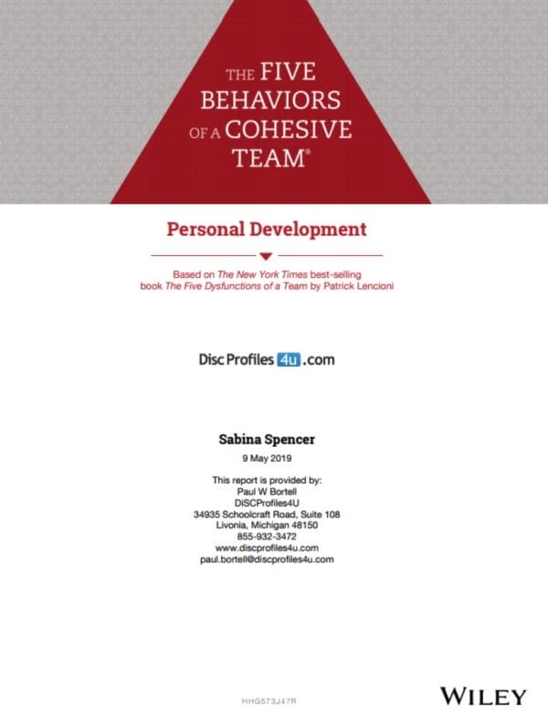 The Five Behaviors Personalized Report The Five Behaviors Personalized Report